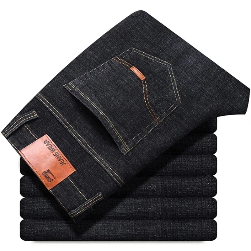 2025 Men's New Men's Fashion Casual Jeans Classic Style Casual Stretch Slim Fit Jeans Men's Denim Pants Black Blue Men's Style