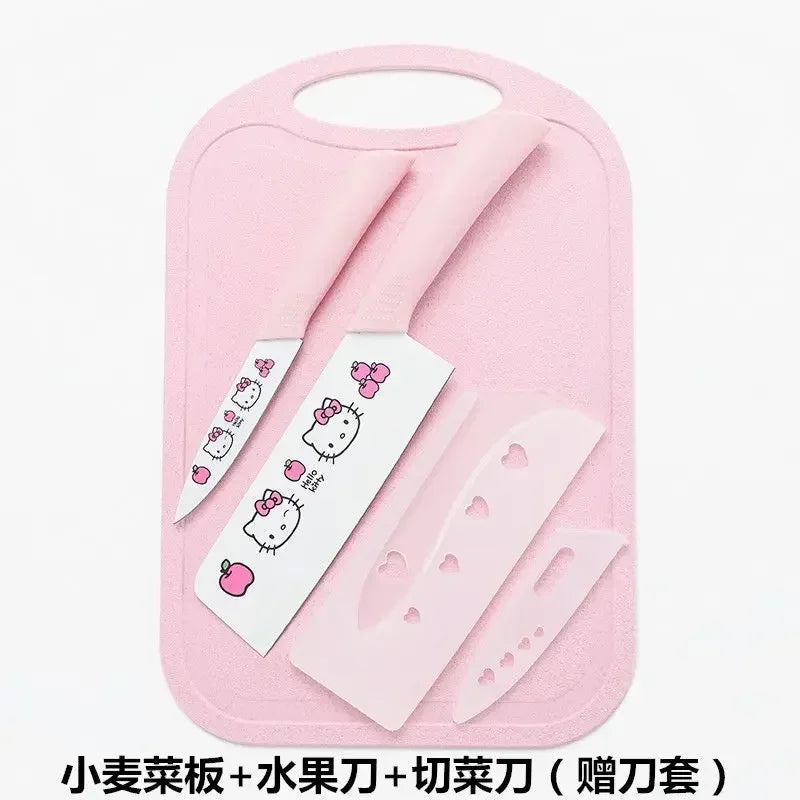 Sanrio  animation peripheral cartoon Kawaii Hello kitty anti-rust kitchen knife cutting board set creative fruit knife wholesale