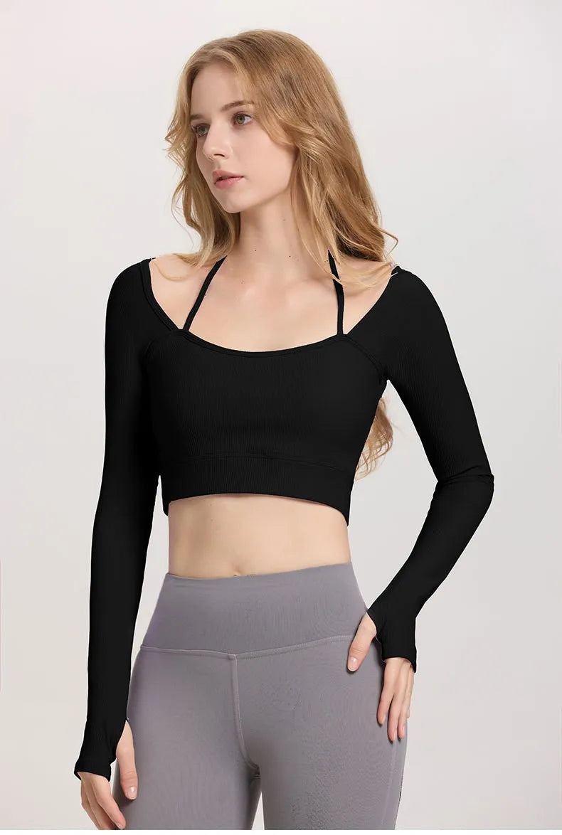 Yoga Suit Set Women in Summer Shock-absorbing Gathering Beautiful Back Underwear Running Tight Fitting Elastic Fitness Yoga Suit