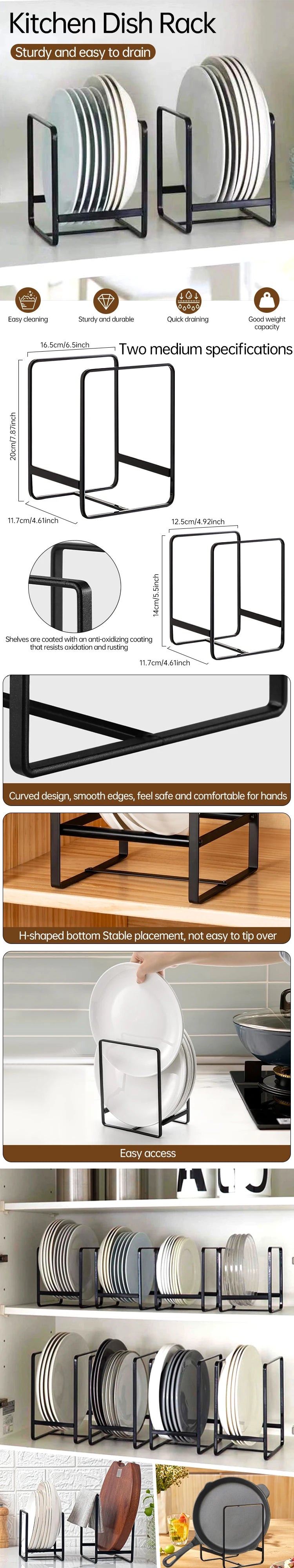 Kitchen Cabinet Plate Storage Countertop Dish RackDinner Plate Partition Drain Rack Layered Storage Rack Dish Drying Rack Home