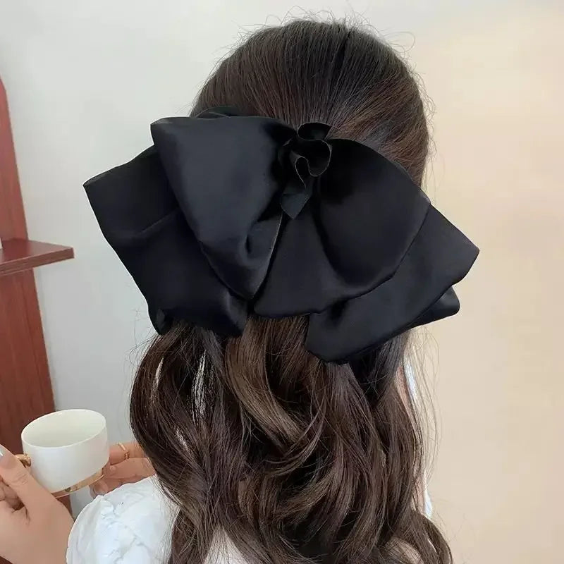 Women Big Size Bow Hair Clip Claw Clamp Women High Ponytail  Barrettes Headwear Girls  Hair Accessories