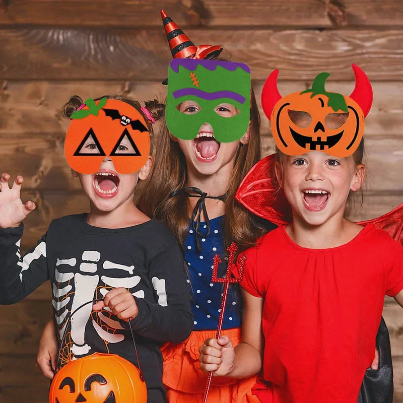 Halloween Pumpkin Ghost DIY Mask Children's Ghost Festival Party Makeup Dance Props Halloween Decoration Supplies Felt Eye Mask