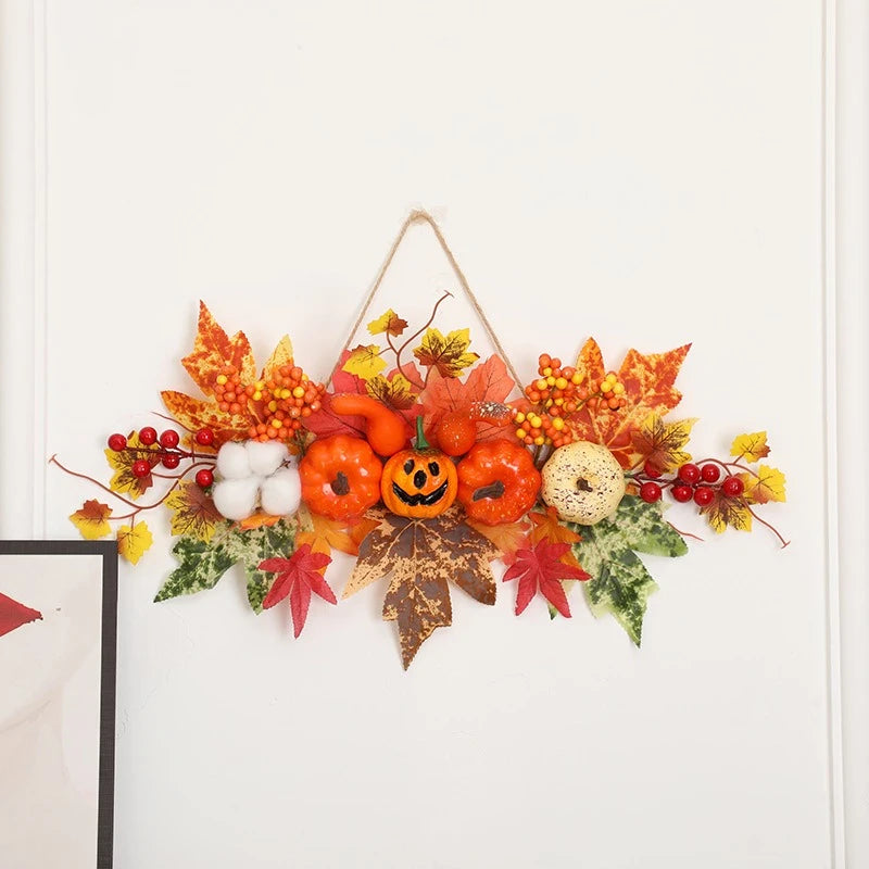 Halloween Decoration Maple Leaf Pumpkin Decorative Pendant Harvest Festival Wall Hanging Props Autumn Fall Decorations