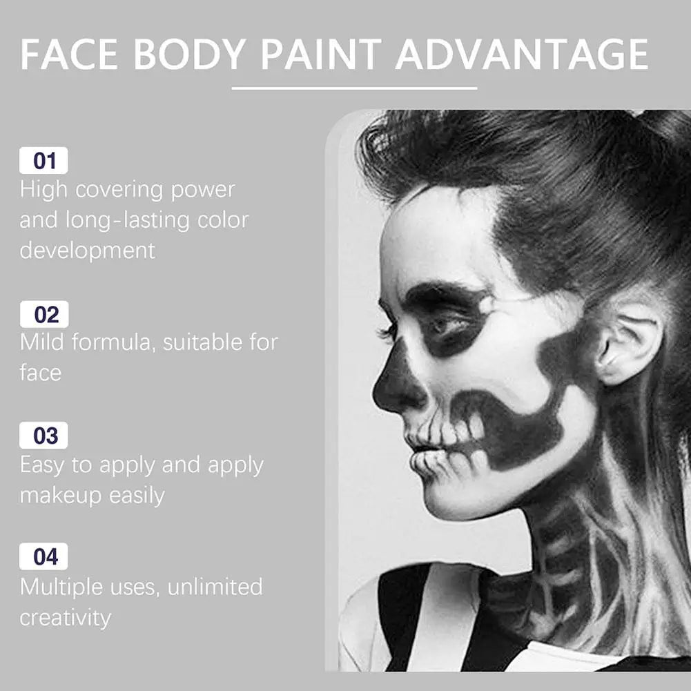 Halloween Black And White Makeup Foundation Cream Concealer Make-up Face Halloween Face Zombie 1set Cosplay Cream White J1q5