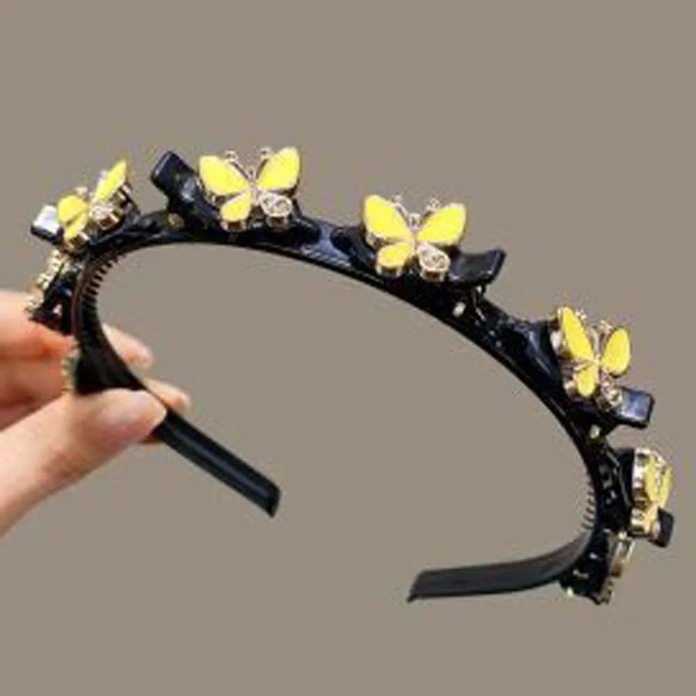 Hair Accessories Elegant Hair Bands with Clips Shiny Sweet Women Butterfly Hair Hoop Hair Weaving Tool Headwear Hairband Gifts