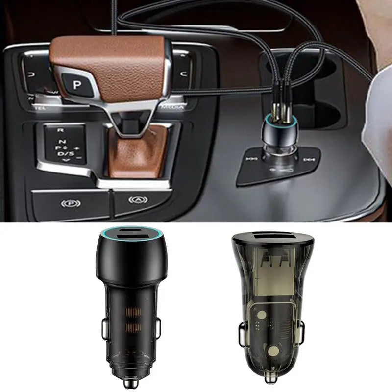 Metal 48w Car Charger Fast 48w Charger Adapter Double Type-C And USB-A Port 48w Cell Phone Car Charger For Cars Trucks Suvs Auto