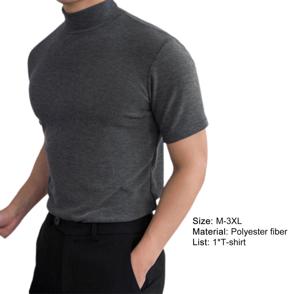Men T-shirts Summer Fitness Short Sleeve Tees High Collar Basic T-shirt Base T Shirt for Men's Tops camisa masculina 짝퉁명품 남성의류
