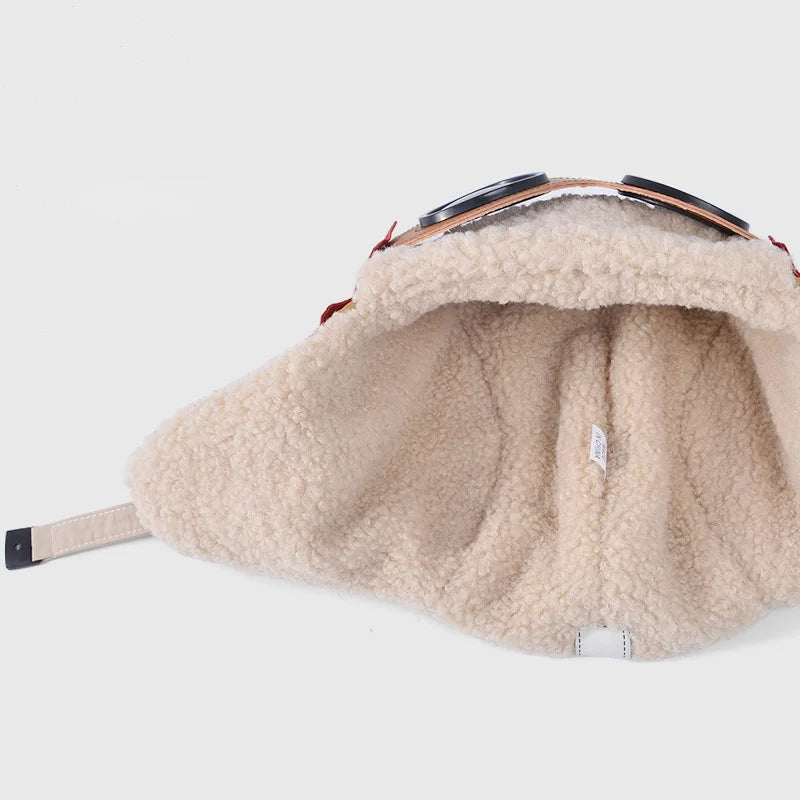 Winter Kids Skiing Hat with Detachable Goggles Kids Beanie Protect Ears Fleece Lining Children Bonnet Cap for Boys Girls 4-12Y