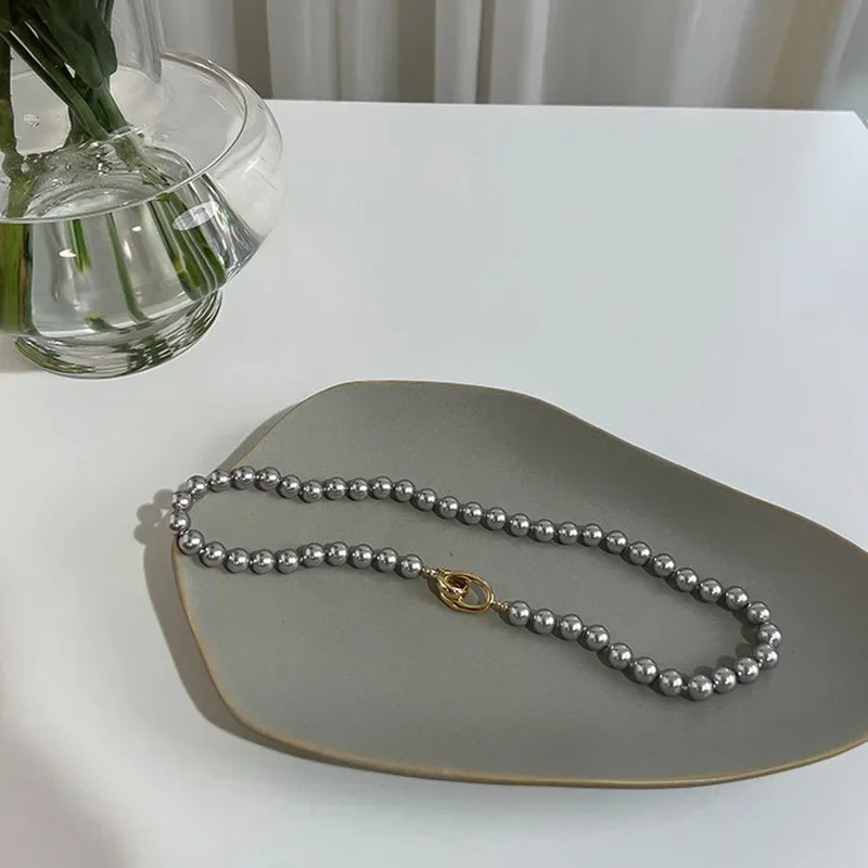 Modern Jewelry Elegant Temperament One Layer Bead Necklace For Women Female Gift Simply Design Accessories 2025 Trend New