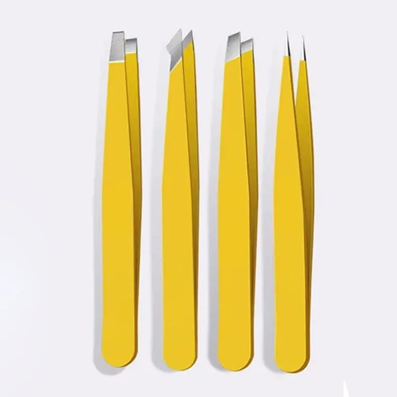 Precision Stainless Steel Tweezers For Eyebrow Hair Facial Hair Removal Splinter Blackhead Slant Tip Angle Tip Pointed Tip
