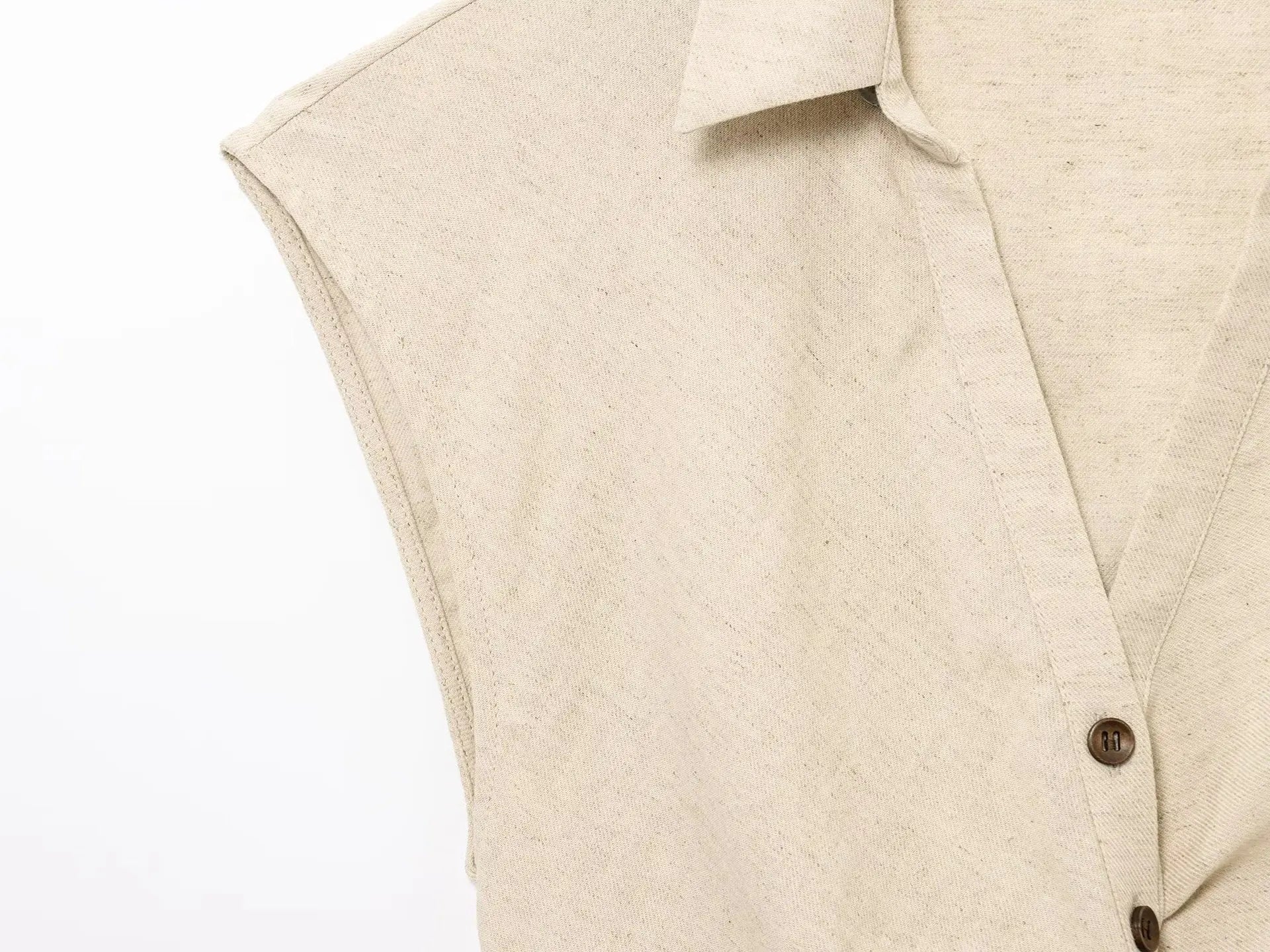 2025 New Women's Suit Summer Suit Casual Simple Multifunctional Pleated Lapel Sleeveless Short Top Paired with Buckle Slit Skirt