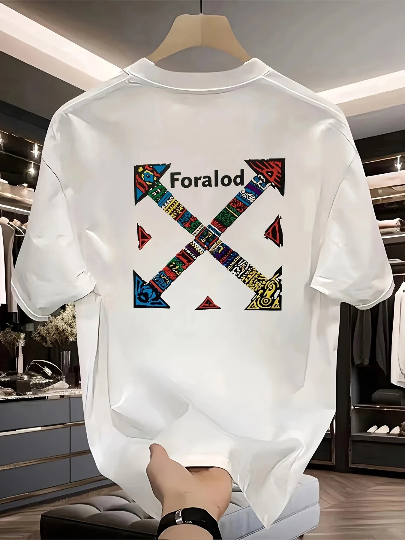 Men'S 100% Cotton Casual Short-Sleeve T-Shirt with a Round Neck, Trendy Design, Versatile for Summer, Featuring Print Patterns.