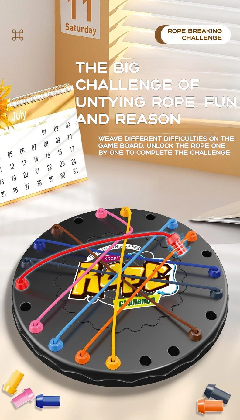 Kid Rope Knots Puzzle Board Game Color Line Twisted Connected Ropes  Table Game Parent Child Interactive Toy Birthday Present