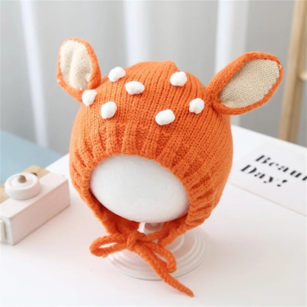 Winter Baby Stuff Hat for Boy Girls Accessories Knited Cap Kids Hat Fleece Warm Gloves Thick Winter Ear Kids Hat Baby Bonnet