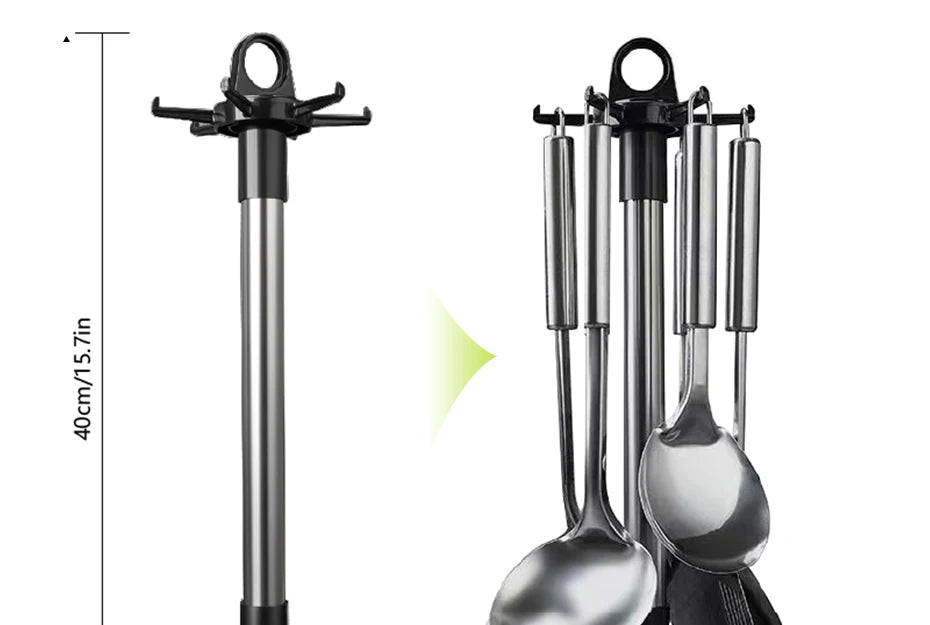 Kitchen Rotary Storage Rack Rotatable Kitchenware Organizer Hooks Spatula Spoon Knife Storage cabinet Kitchen Accessories New