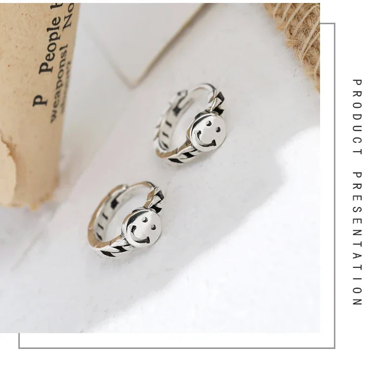 925 sterling silver retro Smile earrings new female niche design luxury premium earrings