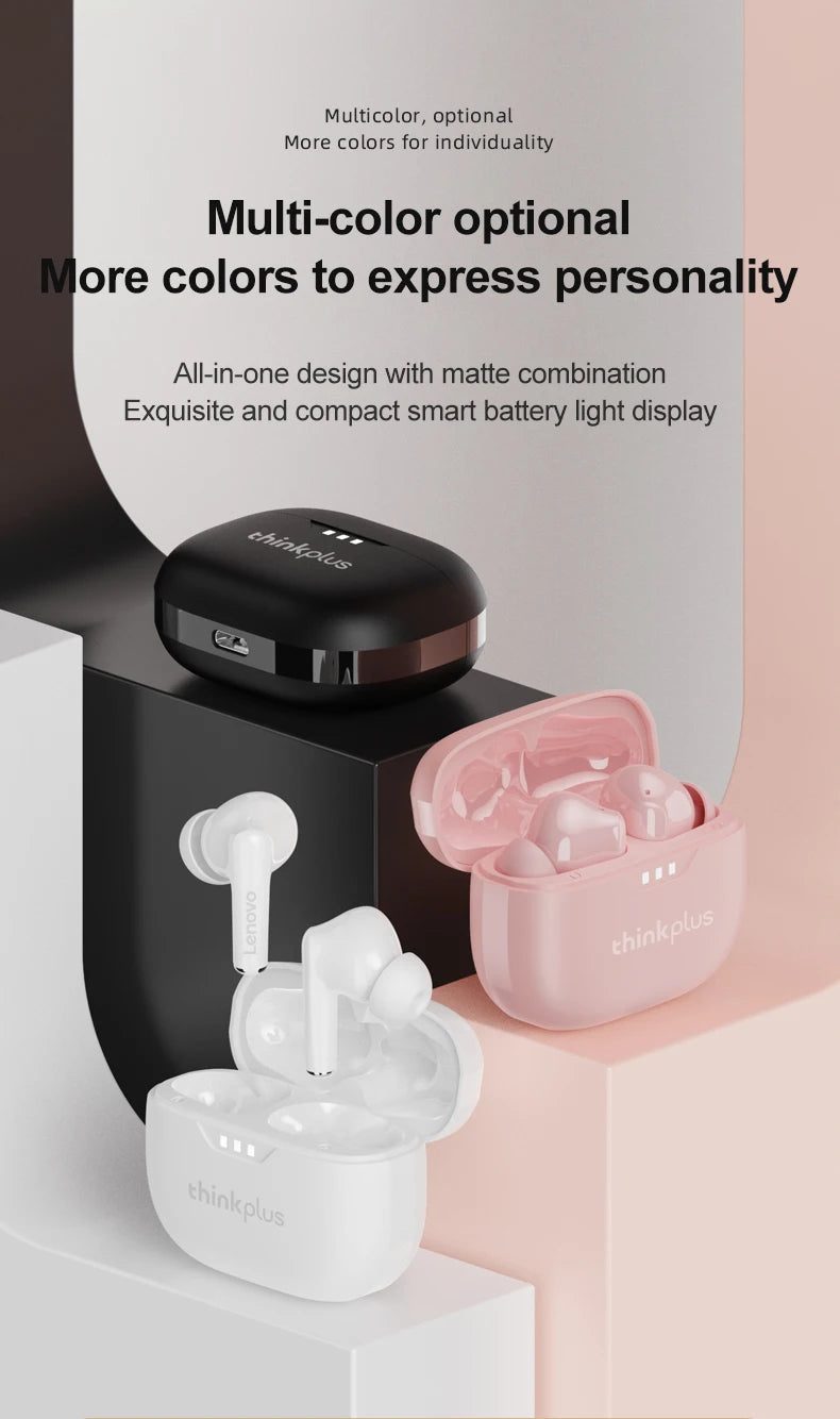 100% Original Lenovo Headphones Wireless Bluetooth 5.2 Earbuds HiFi Stereo Noise Reduction Headphones Touch Control 250mAH New