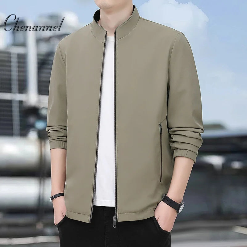 Jacket casual youth jacket stand up collar versatile men's windbreaker  high end men's top for spring and autumn