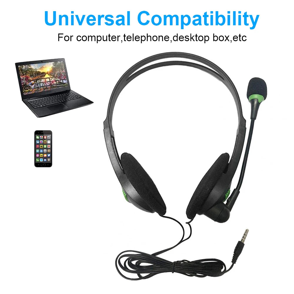 3.5mm Wired Headphones With Microphone Noise Cancelling Headset Business Call Center HiFi Earphone Helmet For Laptop PC Computer