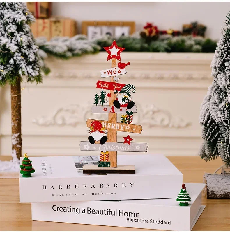 Christmas Santa Claus DIY  Wooden Crafts Xmas Tree Wall Ornament Natal Navidad Merry Christmas Decor 2025 Happy New Year 2026