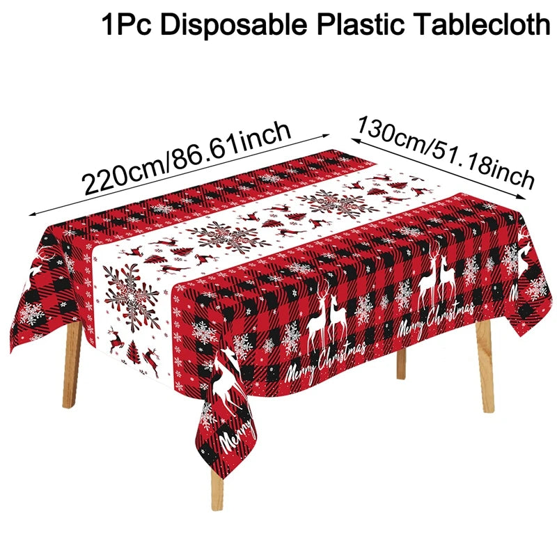 Christmas PE Tablecloth Merry Christmas Decoration For Home 2025 Navidad Kerst Xmas Decor Noel Kerst Happy New Year Gift 2026