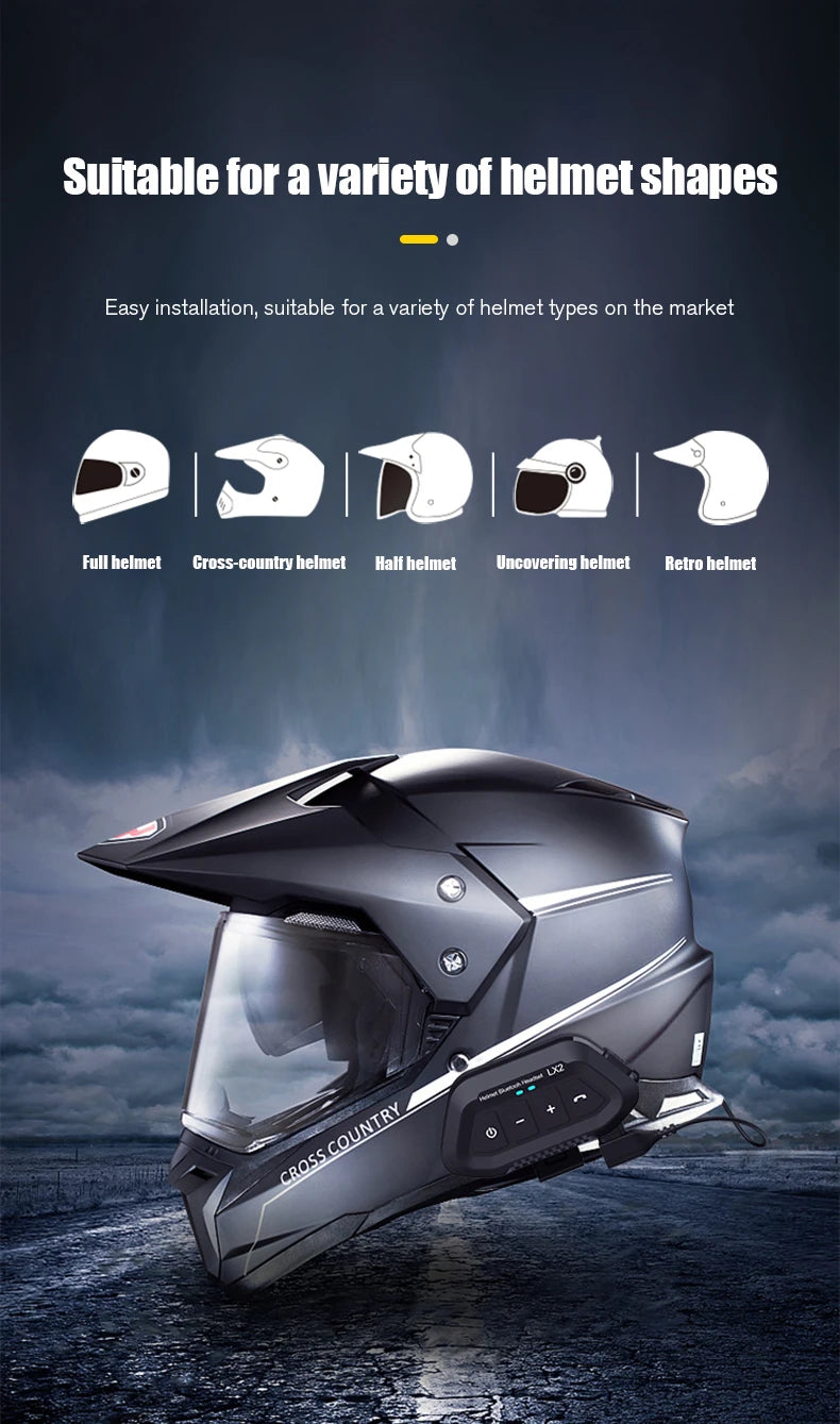 Motorcycle Helmet Earphone Bluetooth Headset Waterproof Voice Assistant Moto Earphone Motorbike Hands Free Wireless Headphone