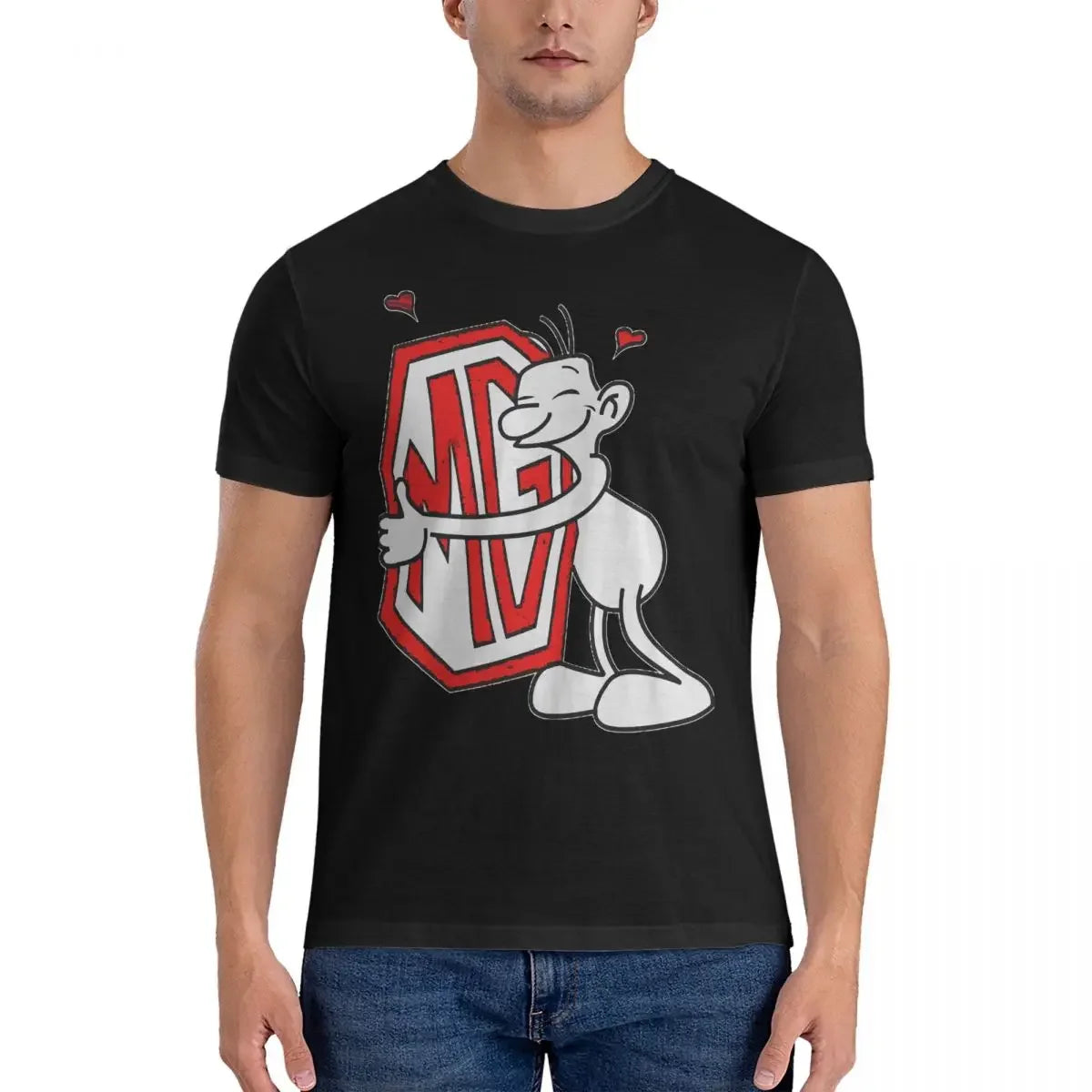 Men T-Shirts Quirky Fashion Cotton Tee Shirt Short Sleeve M-MG T Shirt Round Neck Clothes Adult