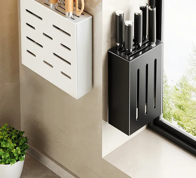 Kitchen knife holder, knife rack, non-perforation, wall-mounted storage box, kitchen organizer  kitchen items