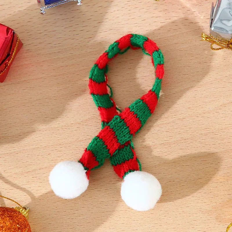 Christmas Decoration  Mini Knit Hat Mini Christmas Scarf Set Knitting Craft Doll Hats Jewelry Making Hair Decoration New year