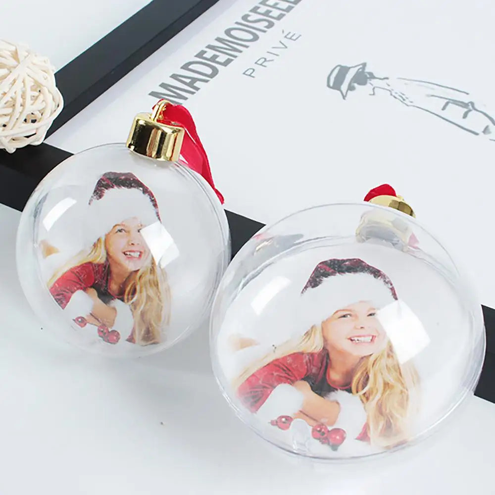 Christmas Tree Photo Frames Ball Pendant Creative Fillable Transparent Photo Decoration DIY Festive Atmosphere Hanging Ornaments