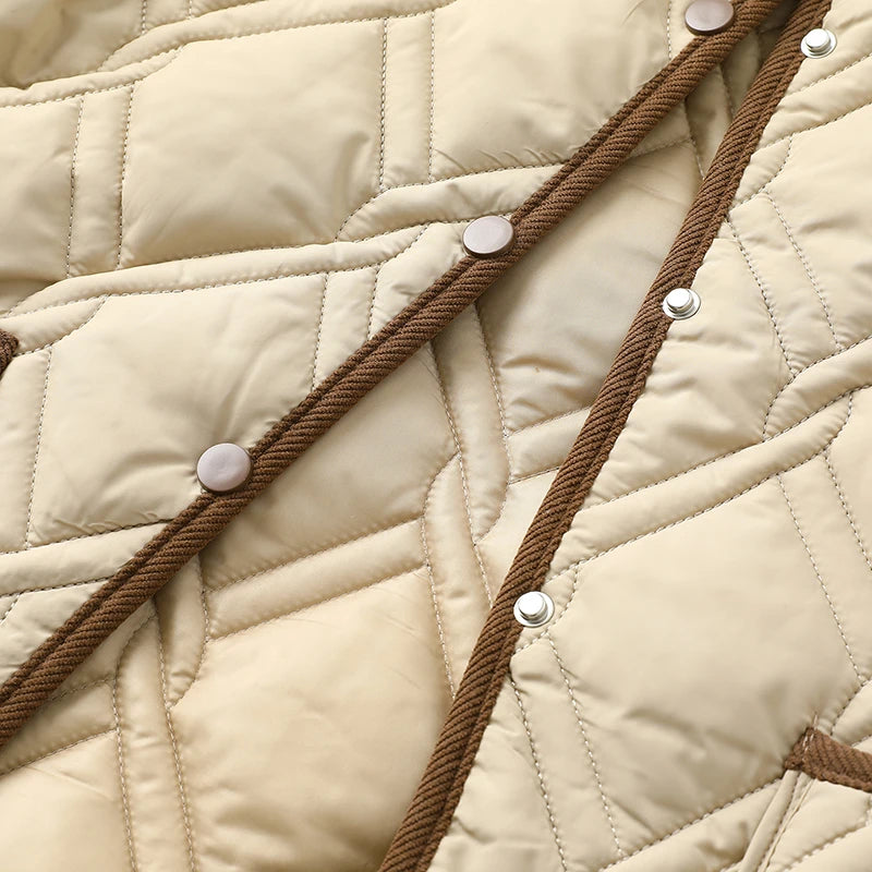 Women's Down Cotton Jacket Fashion Versatile Lady PU Leather Cotton Padded Outerwear Loose Elegant Ladies Winter Parka Coat