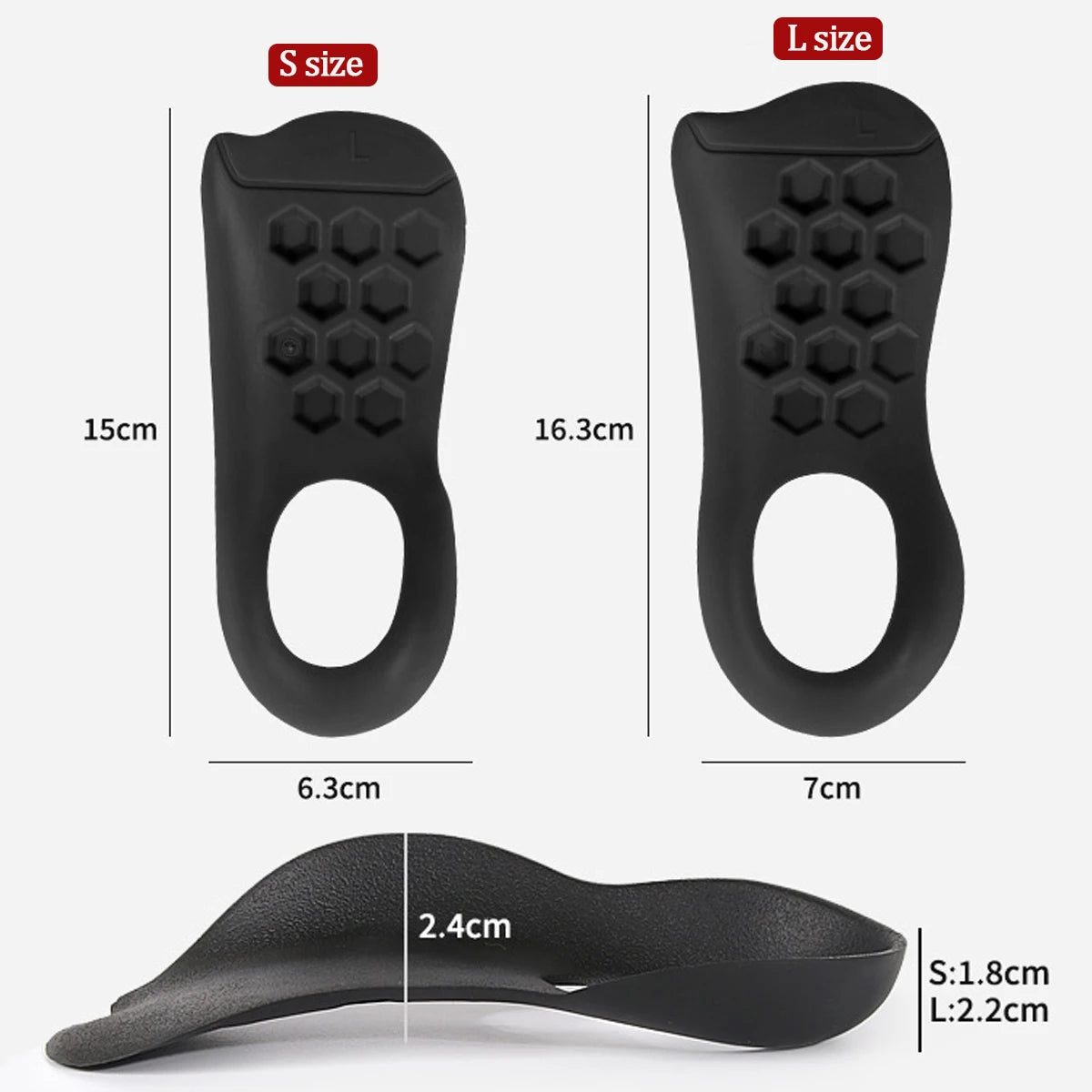 2PCS Arch Support | Half Arch Correct Insoles - Orthotic Shoe Insoles High Arch Support for Plantar (Black)