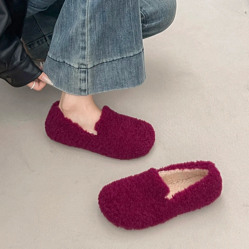 Flat Shoes Fashion Round Toe Deep Mouth Suede Soft Sole Anti-slip Wear-resistant Wool Shoes