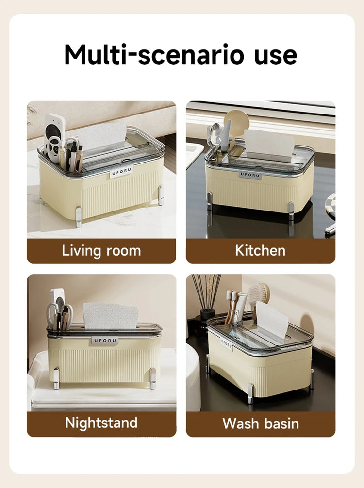 Uforu Desktop Multifunctional Storage Box |   Holds Remote Controls & Small Electronics |   Organizer for Home & Office