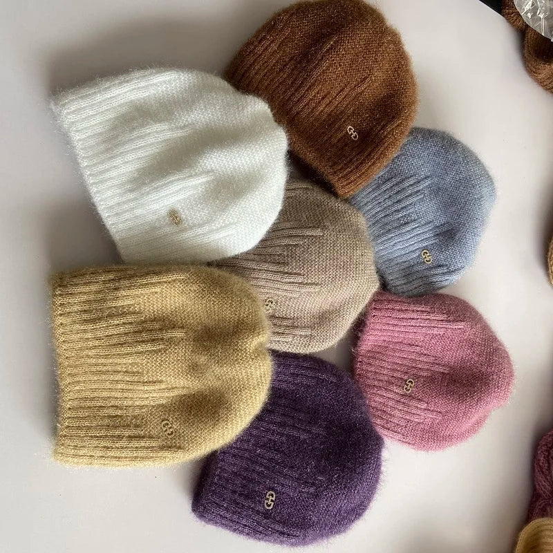 Winter Hats for Women Warm Thick Beanies Girls Outdoor Headwear Knitted Skulls Elastic New Striped Diamond Female Casual Hats