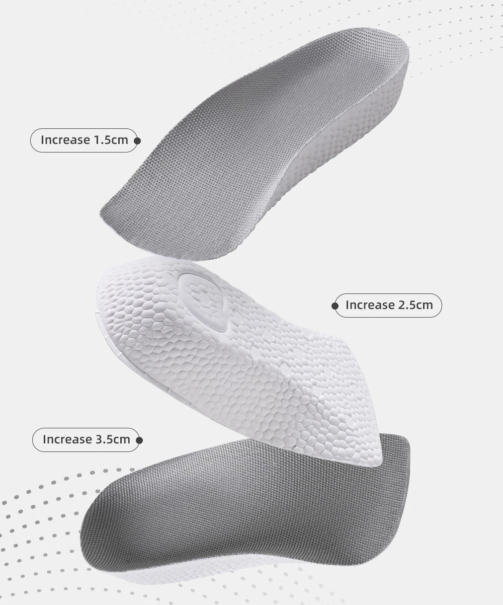 Arch Support Height Increase Insoles Half Pads Orthopedic Breathable Memory Foam 7 Points Lifts Shoe Pads Flat Feet Support