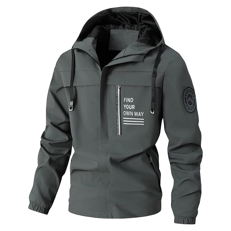 Fashion Men's Casual Windbreaker Jackets Hooded Jacket Man Waterproof Outdoor Men's Spring-Autumn Outdoor Shell Jacket