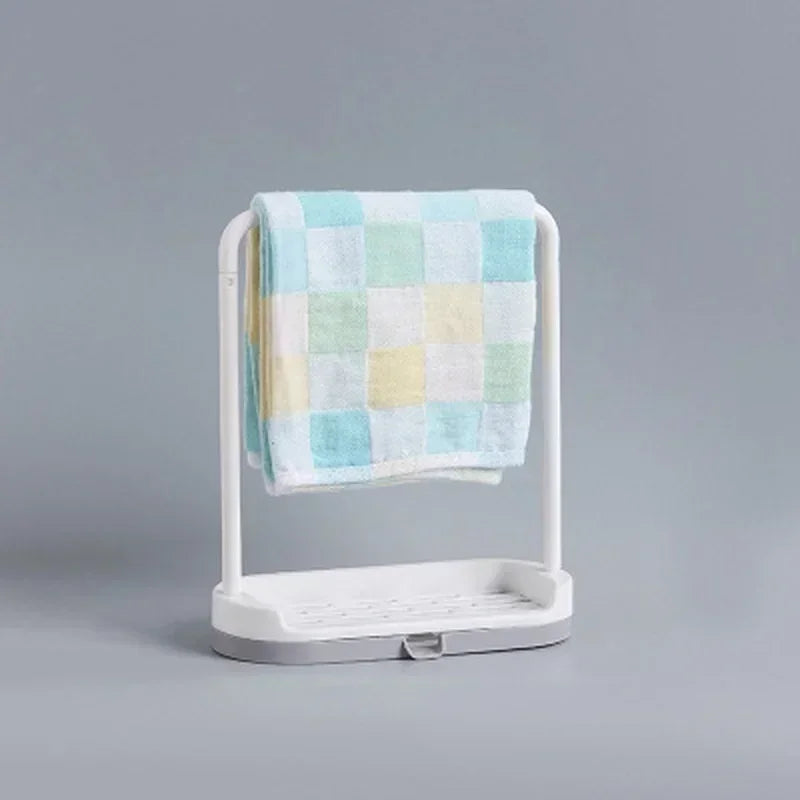 Kitchen Solid Color Simple Storage Rack Towel Sponge Drain Racks Rag Dishcloth Hanging Rack Soap Holder Sink Desktop Organizer