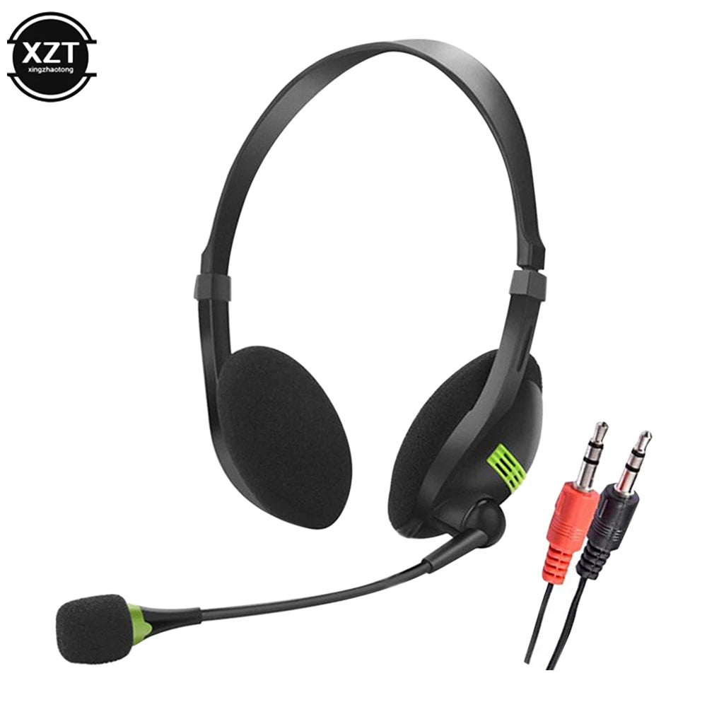 3.5mm Wired Headphones With Microphone Noise Cancelling Headset Business Call Center USB Earphone Helmet For Laptop PC Computer