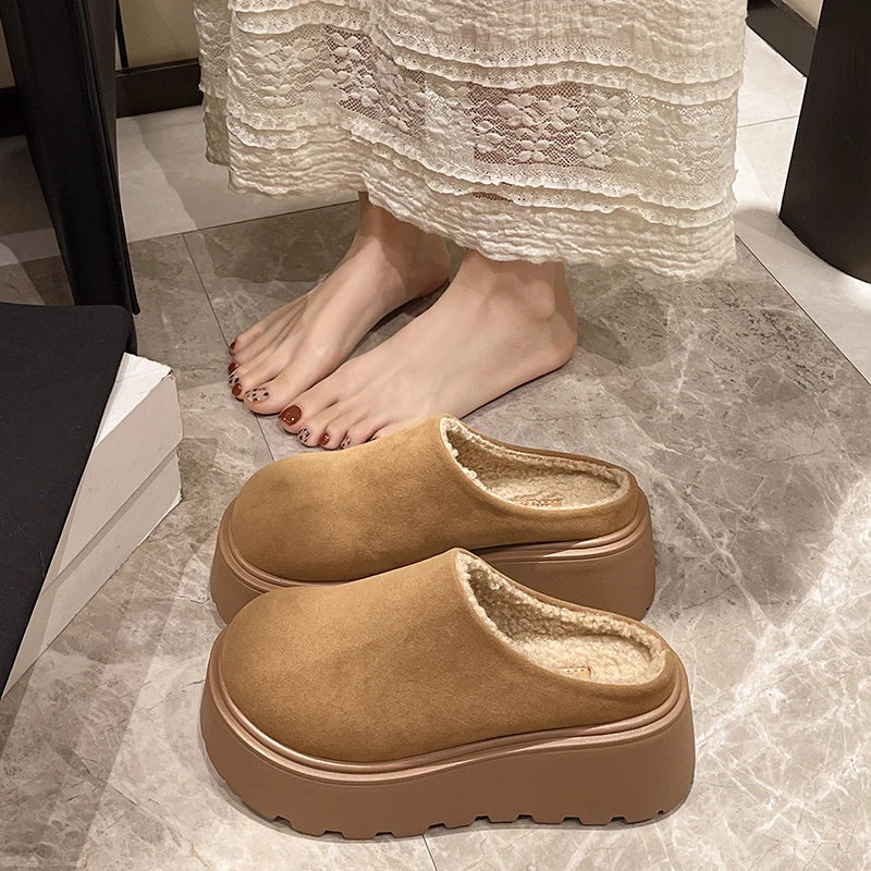 Shoes Woman 2025 House Slippers Platform Pantofle Cover Toe Winter Footwear New Slides Female Shoes Womens Slippers Outdoor Plat
