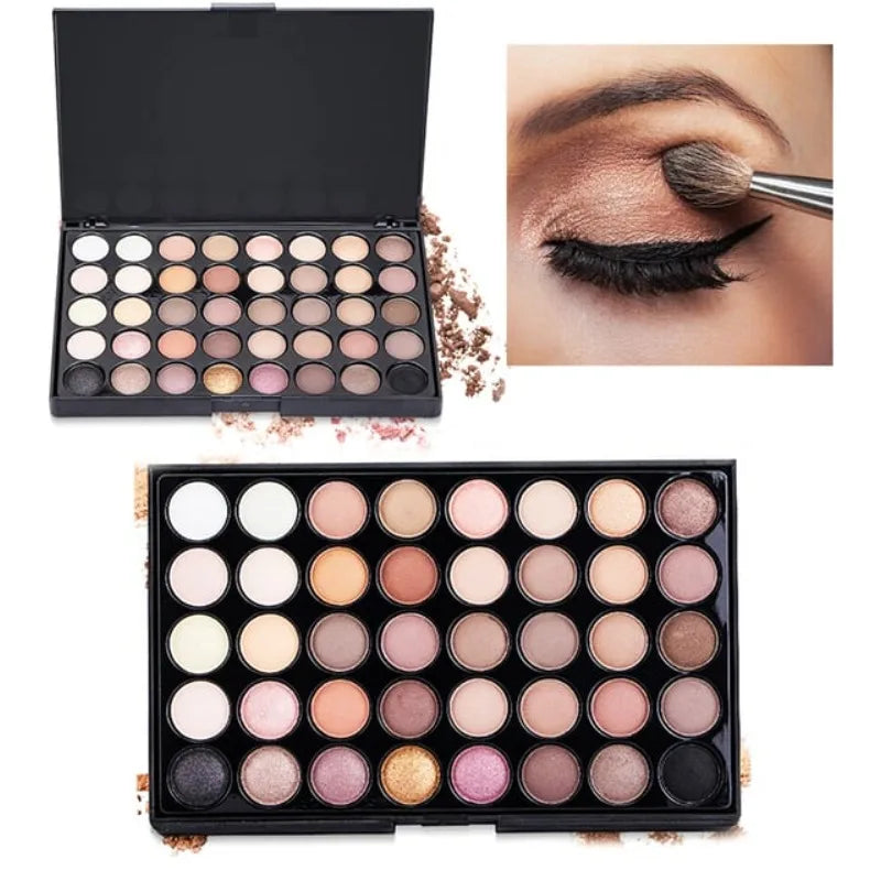 40 Colors Eye Makeup Palette Matte Shimmer Metallic Eyeshadow Pallet Long Lasting Blendable Natural Colors Make Up Eye Shadows