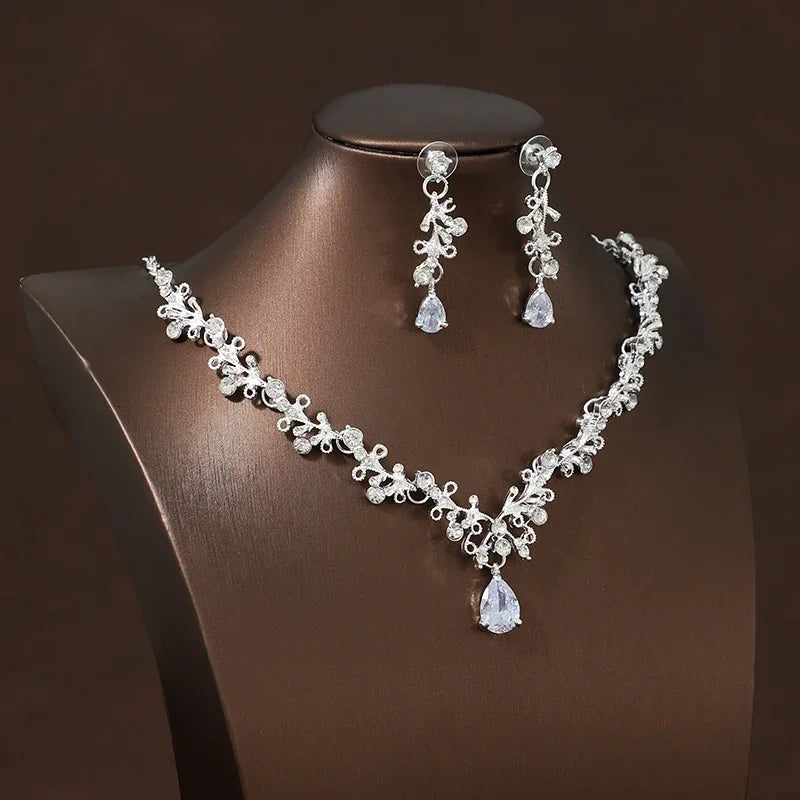 Bride Wedding Classic Necklace Earring Set Exquisite and Elegant for Ladies Suitable for Party Festivals