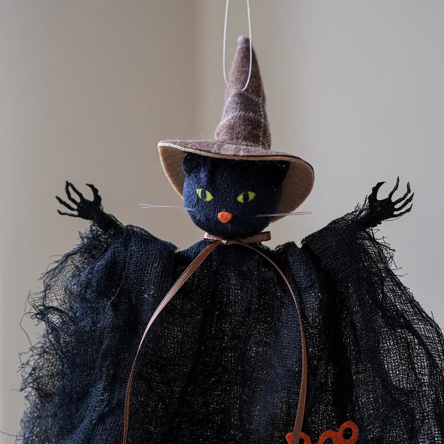 Halloween Party Decoration Mesh Pumpkin Boo Black Hat Witch Doll Ghost Pendants Happy Halloween Day 2025 Haunted House Favor