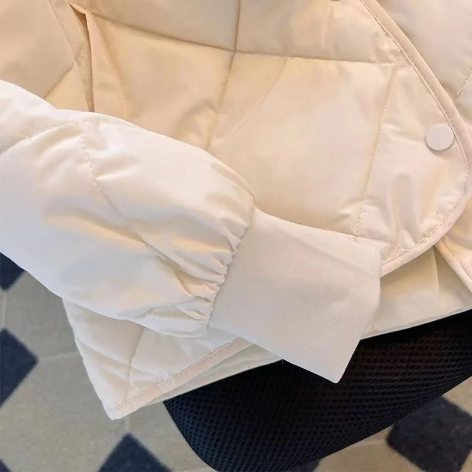 New in Winter Cotton-Padded Jacket for Women New Versatile Lightweight Rhombus Plaid Cotton-Padded Jacket Simple and Stylish