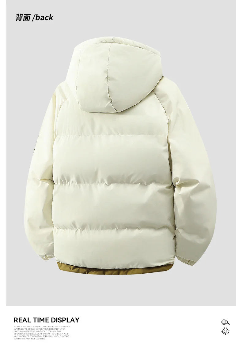 male Outerwear hooded jacket Men's winter loose jacket Cotton coat man fashion  parkas Men windproof thick warm Down Jacket