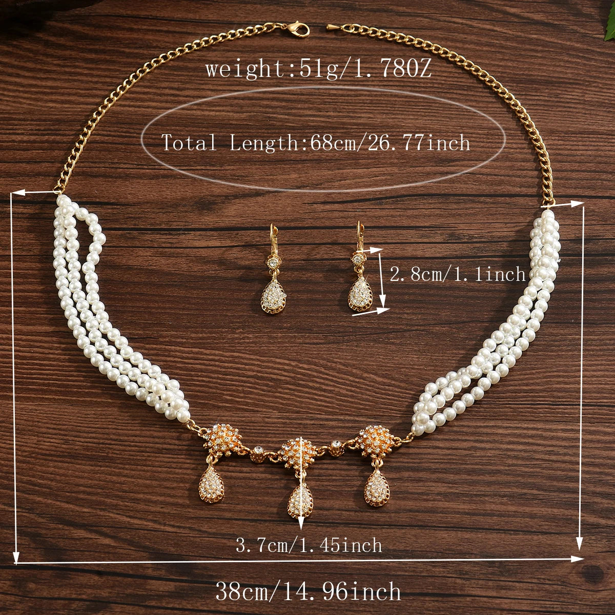 Stylish And Elegant Beaded Design With Exquisite Craftsmanship Pendant Necklace With Head Chain Wedding Set Jewelry