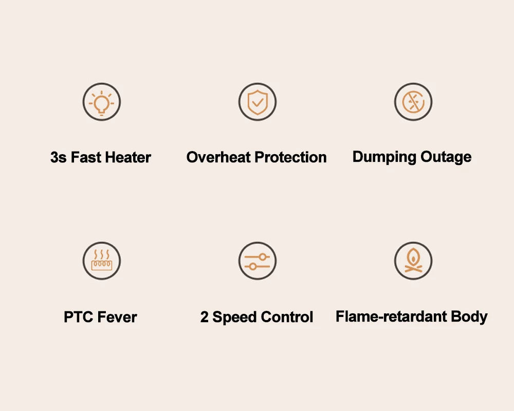 Mini Electric Heater For Room Household 600W Fast Heating Portable Desk Fan Warmer PTC-Ceramic Warm Air Bedroom Warming Machine