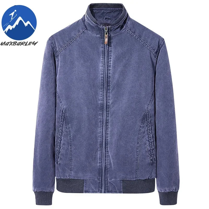 Men Denim Jacket Retro Fashion Cotton Slim Fit Vertical Collar Motorcycle Jackets Autumn 2025 Man Jeans Coats Plus Size Clothes