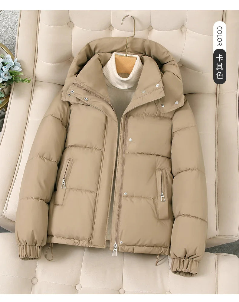 Women Autumn Winter Short Down Jacket 2025 New Plus Size Loose Cotton Padded Jacket Women Hooded Warm Casual Jacket Women Parkas