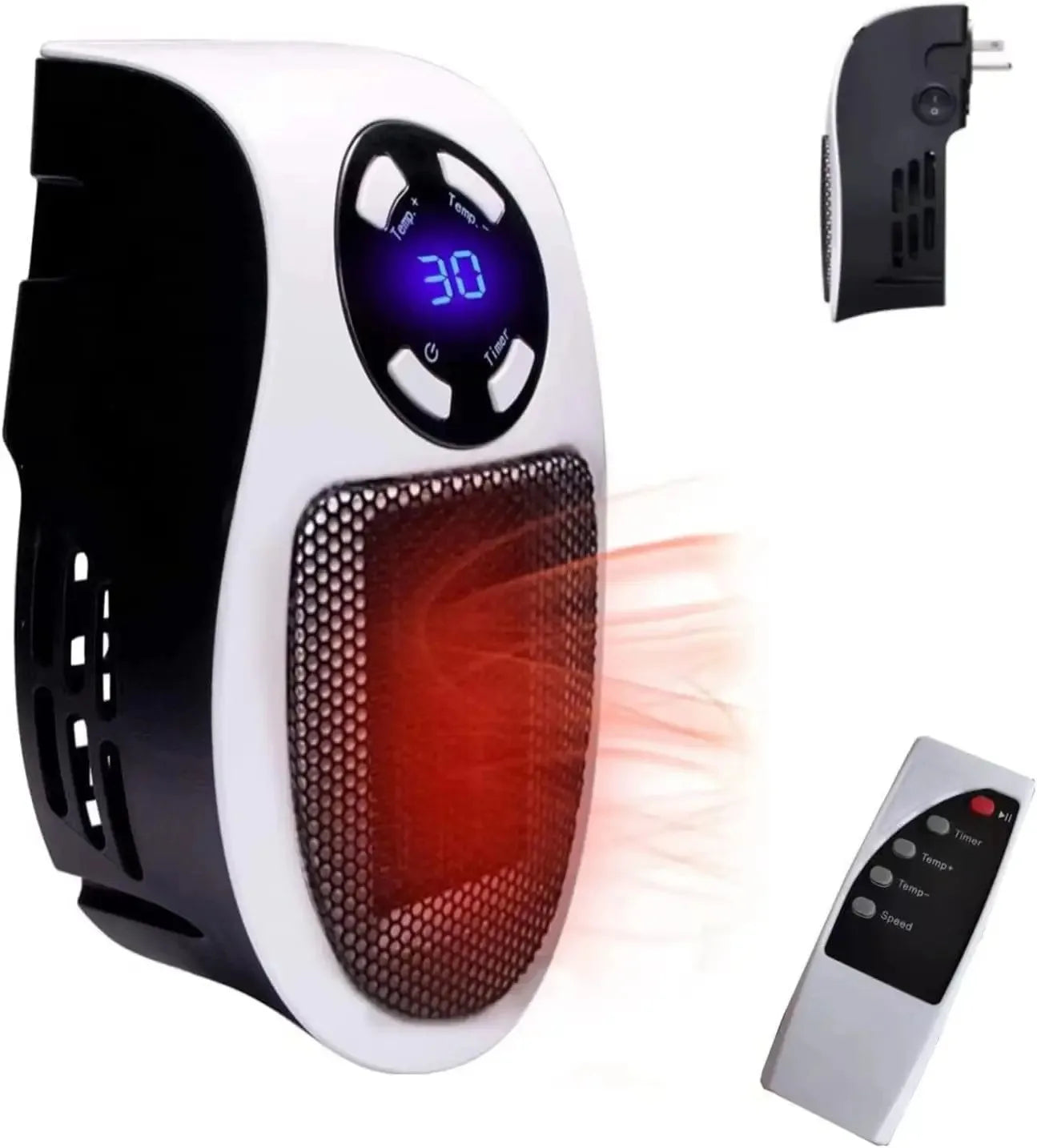 Portable Electric Heater Mini Radiator Plug in Wall with Remote Control Fast Heating Hand Warmer for Room Office Desk Use